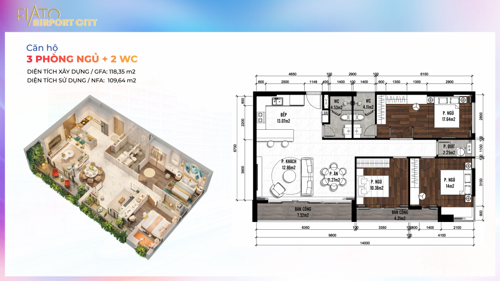 3 PHONG NGU 2 WC